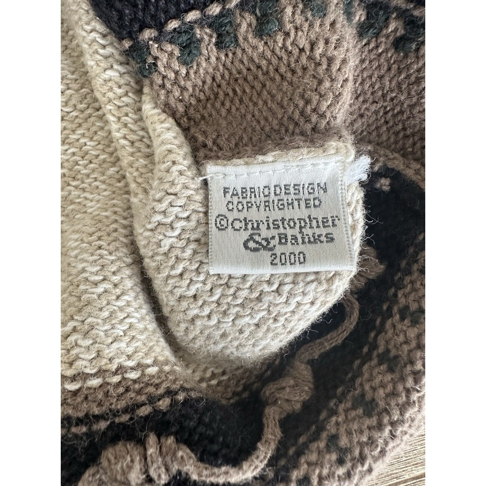 VTG Christopher & Banks Womens Hand Embroidered Sweater Vest Hearts XL Cottage - Picture 4 of 6